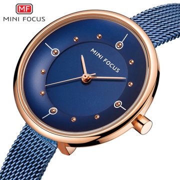 MINI FOCUS 0274 L Top Brand Luxury Ladies Watches 2019 Fashion Blue Watch Women Quartz Watches Metal Strap Sports Watches